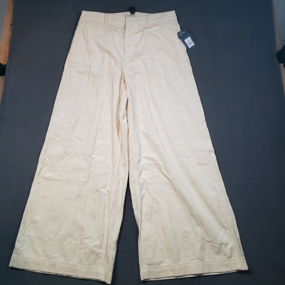 Universal Thread Corduroy Pants Womens 12 Cream Wide Leg High Rise NWT